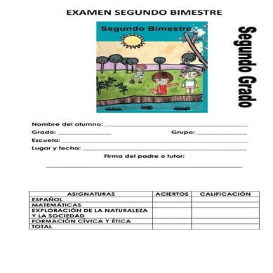 Examen segundo bimestre 2° grado a
