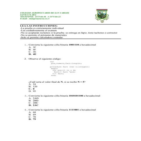 Examen trianual informatica