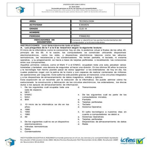 Examen matematicas clei iii 1 p | DOCX
