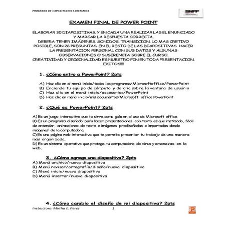 Examen teorico de power point