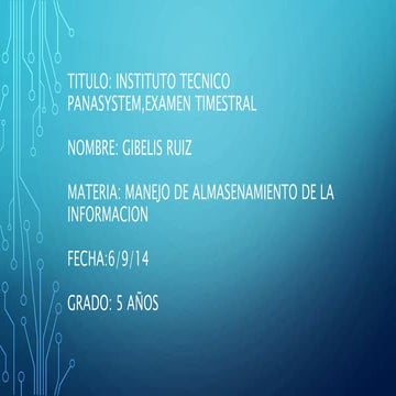 Examen trimestral manejo almasenamiento de informatica gibelis ruiz