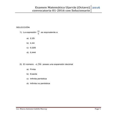 Examen ujarrás convocatoria  01 2016