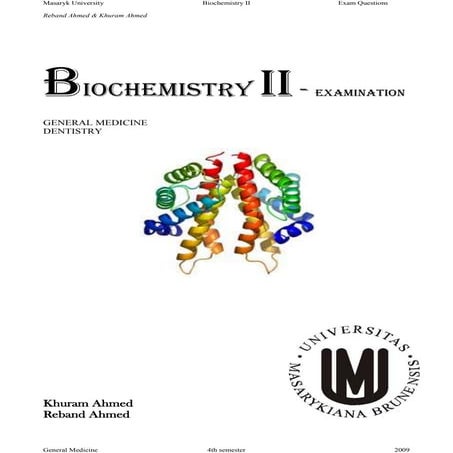 BIOCHEMISTRY II EXAM ANSWERS