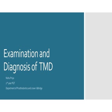Examination and diagnosis of tmd