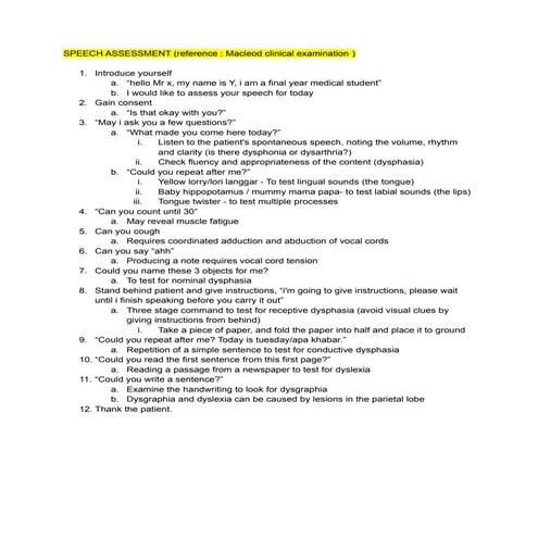 Examination of speech 1