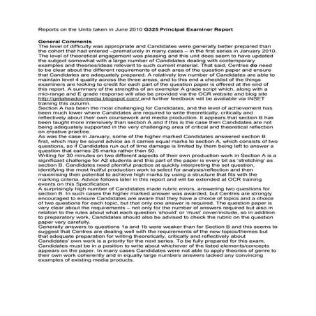 Examiners report give students