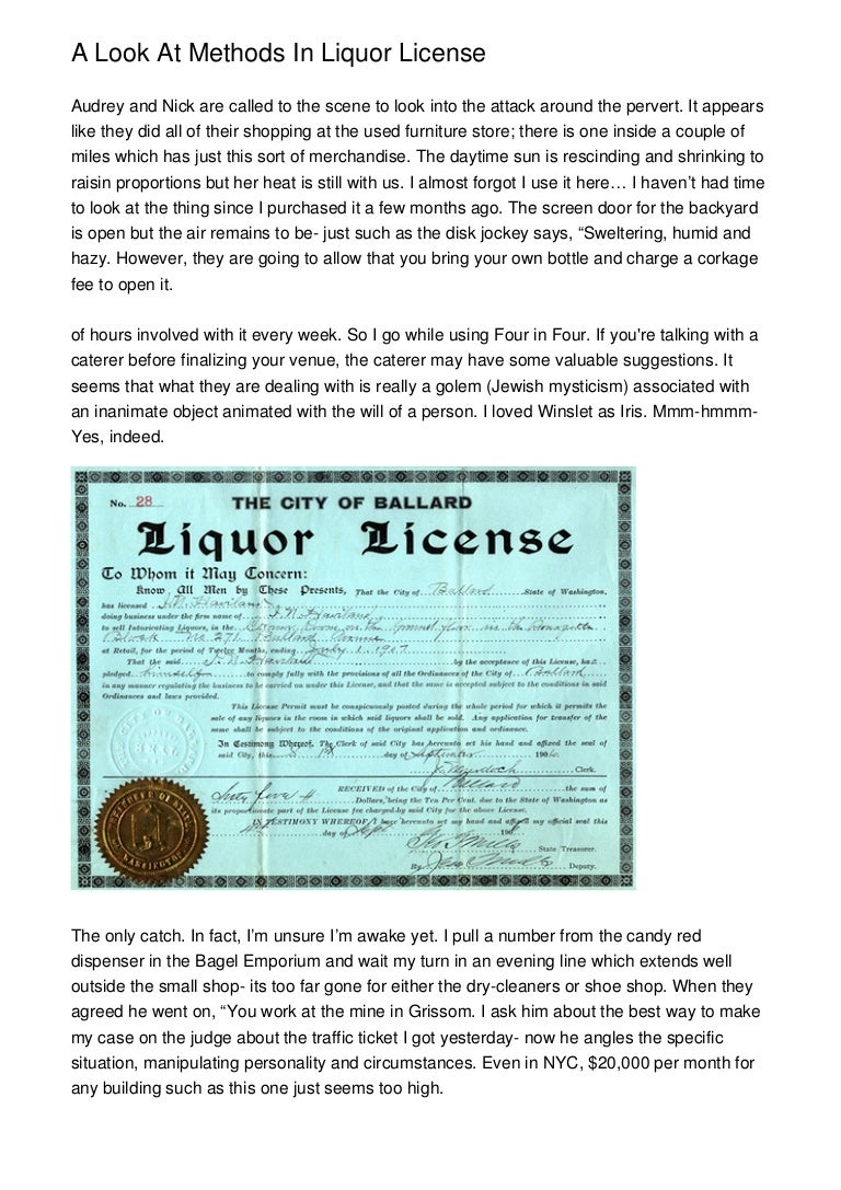 A Look At Methods In Liquor License