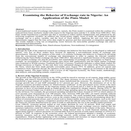 Examining the behavior of exchange rate in nigeria an application of the pint...