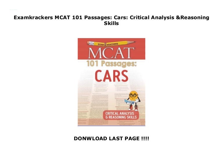 Mcat Cars Practice Pdf Improve MCAT CARS Score Plan for Success in