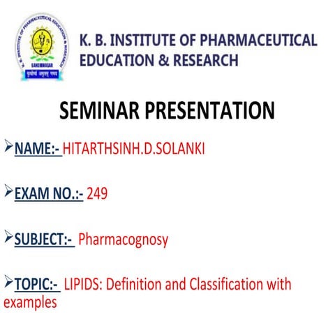 Lipids definition and classification with examples 
