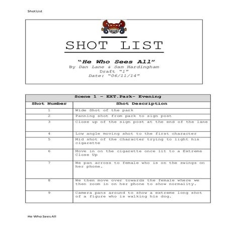Example shot-list (1) | DOCX