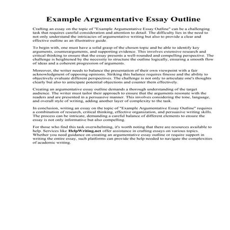 Example Argumentative Essay Outline | PDF