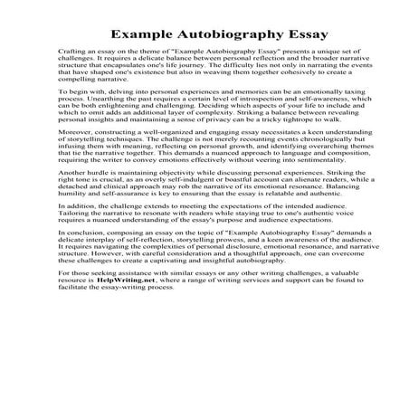 Example Autobiography Essay