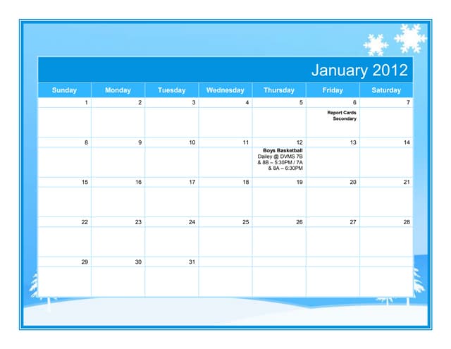 Example Calendar