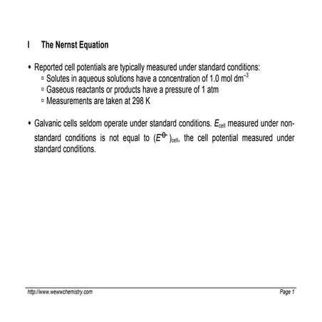 Effect of Concentration Changes on Cell Potential
