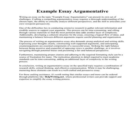 Example Essay Argumentative