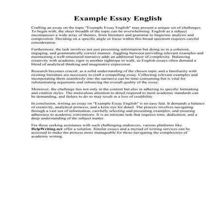Example Essay English. Essay Introduction Paragraph - How to Write an ...