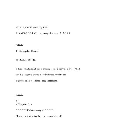 Example Exam Q&A.LAW00004 Company Law s 2 2018S.docx