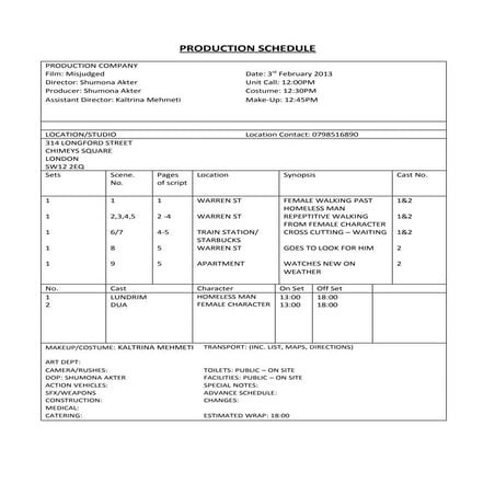 Film schedule | DOCX