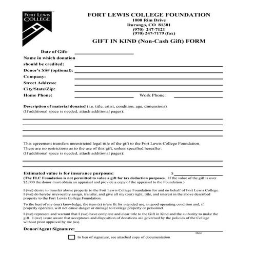 Example gift in kind form | PDF