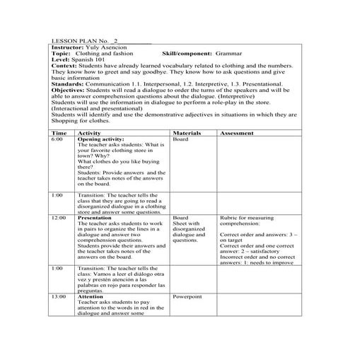 Esp lesson plan for the poster workshop. | PDF
