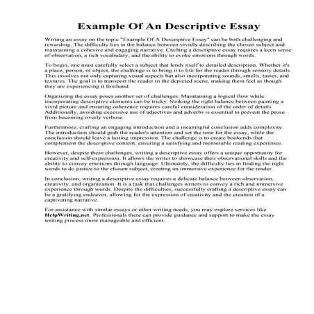 Example Of An Descriptive Essay. College essay: Descriptive essay thesis