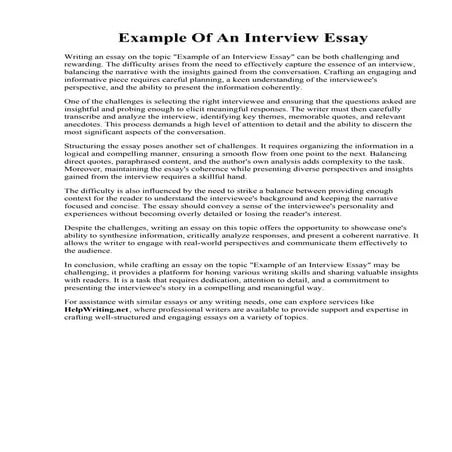 Example Of An Interview Essay | PDF