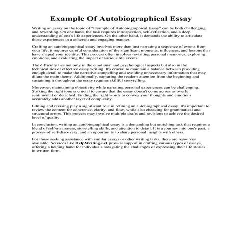 Example Of Autobiographical Essay