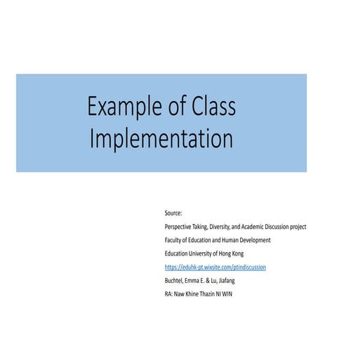 Example of class implementation | PPTX | Workshops and Classes ...