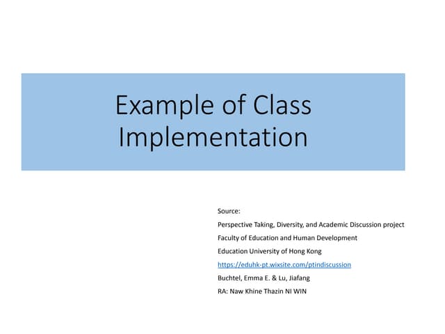Example of class implementation | PPTX | Workshops and Classes ...