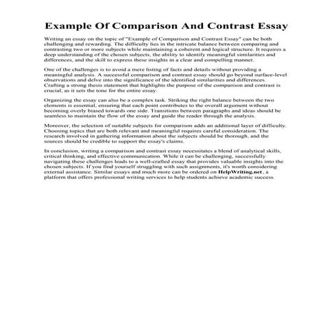 Example Of Comparison And Contrast Essay
