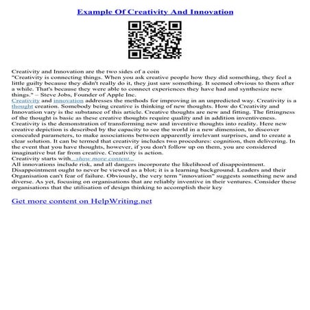 Example Of Creativity And Innovation