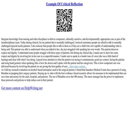 Example Of Critical Reflection | PPT