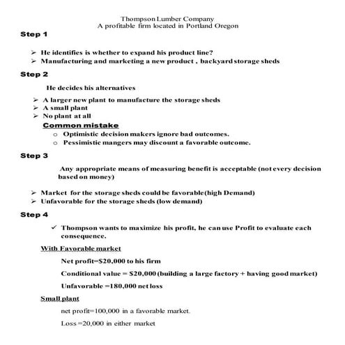 Example of decision making steps