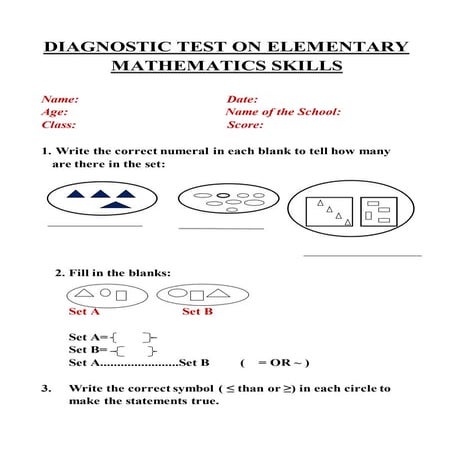Example of diagnostic test