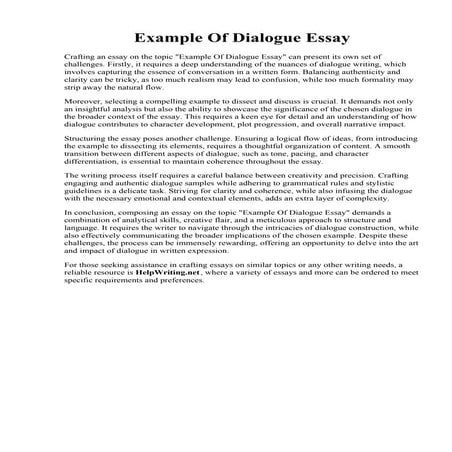 Example Of Dialogue Essay. Dialogue Essay Example For 4 Person - Interpreting...
