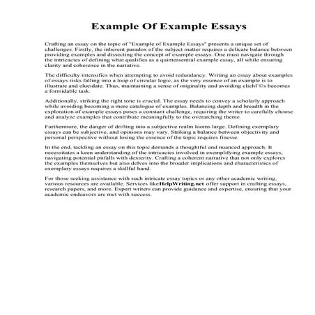 Example Of Example Essays