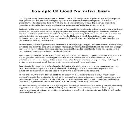 Example Of Good Narrative Essay. Medical College of Wisconsin