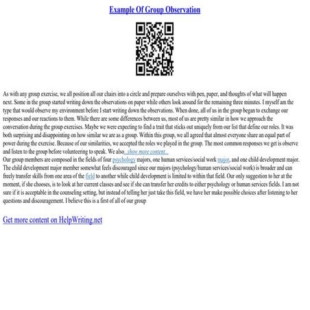 Example Of Group Observation | PPT