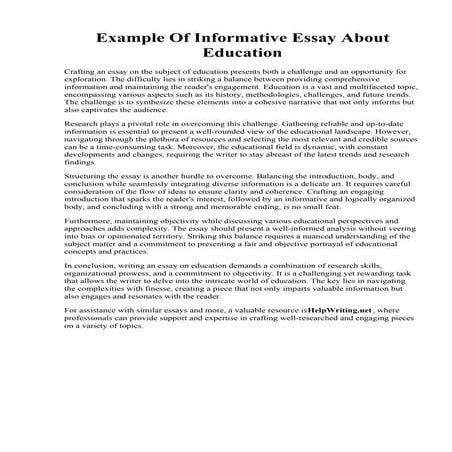 Example Of Informative Essay About Education | PDF