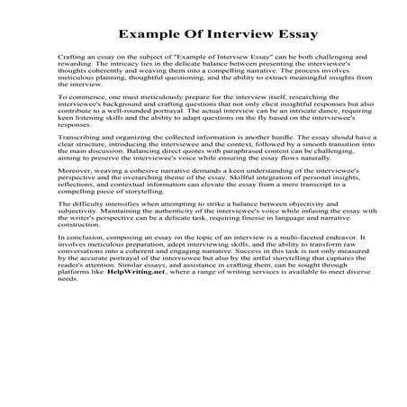 Example Of Interview Essay | PDF