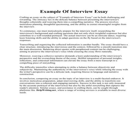 Example Of Interview Essay. Interview Essay Example  Template Business