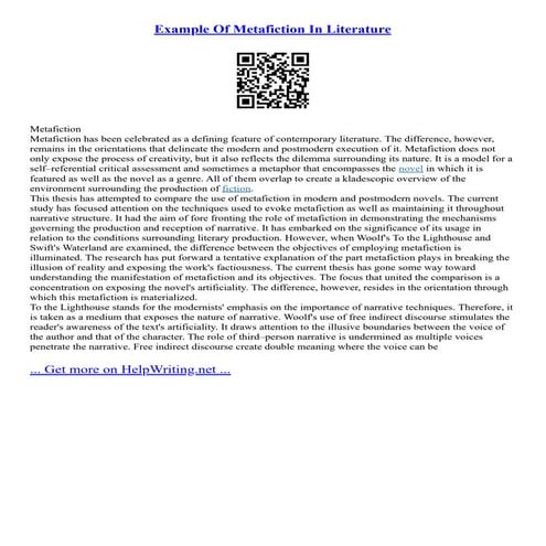 Revision Of Metanarration And Metafiction From Mon, 6. May 2013 – LRMVQ