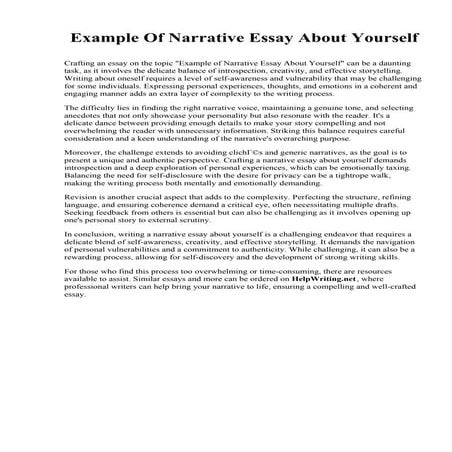 Short Narrative Essay Example | PDF