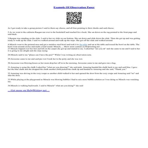 Example Of Observation Paper | PDF