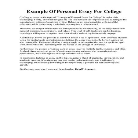 Example Of Personal Essay For College. 32 College Essay Format Templates amp;...
