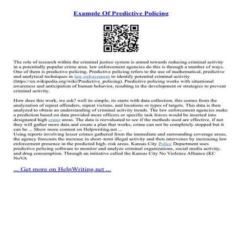 Example Of Predictive Policing | PDF
