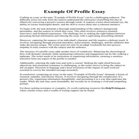 Example Of Profile Essay | PDF