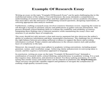 Example Of Research Essay. Weber State University