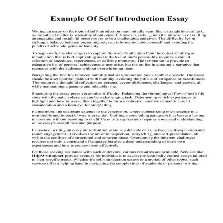 Example Of Self Introduction Essay. University of Massachusetts Amherst ...
